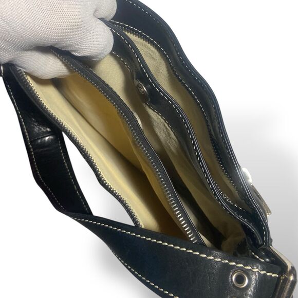 Vintage Mark Jacobs Black Genuine Leather Shoulder Hobo Bag Multi Pocket Purse - Picture 16 of 16